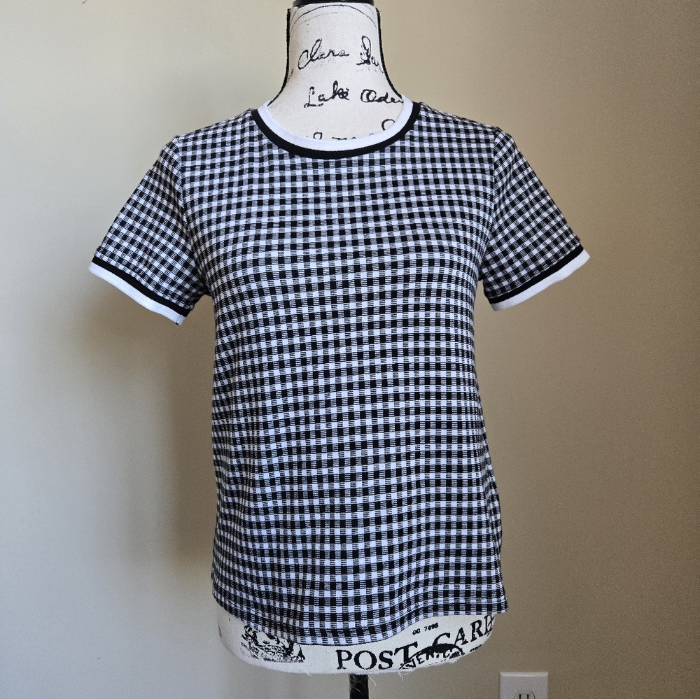 Maeve Anthropologie gingham top short sleeve womens XS